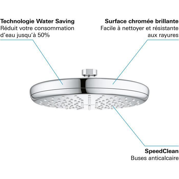 Douche de tête GROHE Vitalio Start 210 - jet unique - économie d'eau - raccord fileté 1/2" - 26415000