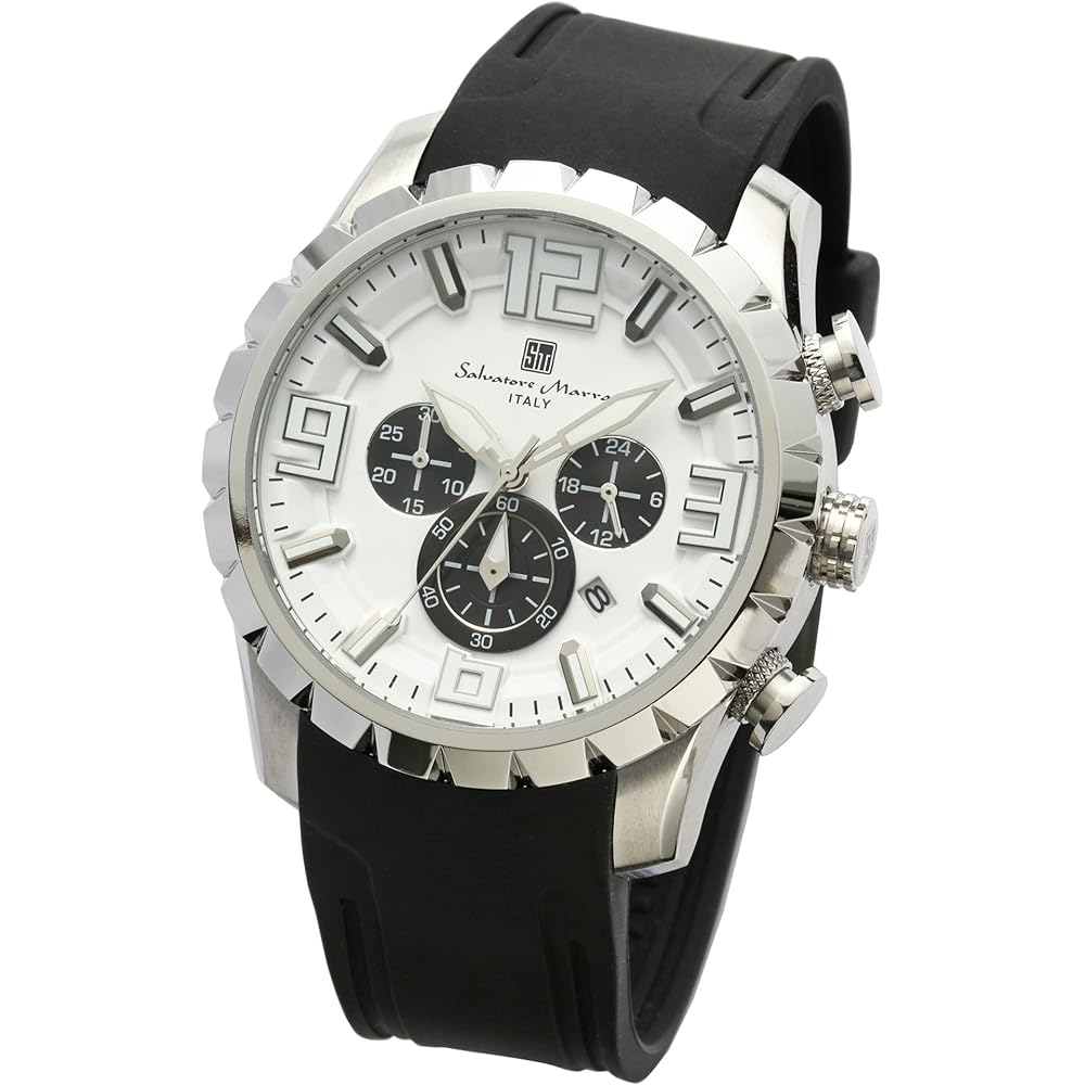 Salvatore Marra Men s Chronograph Analog Quartz Watch White with Cross Accessory