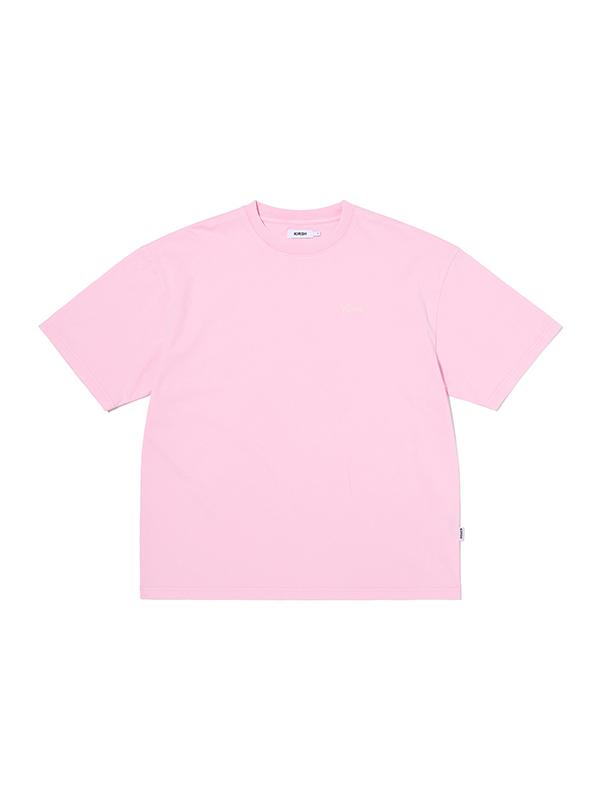 KIRSH Wording Loose Fit Pigment T-Shirt [Light Pink]