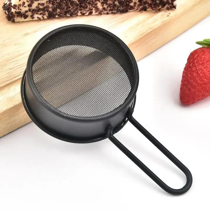 Fine Mesh Flour Sieve with Handle Reinforced Frame Round Baking Sifter Steel Powder Flour Drainer Food Prep Area Tool