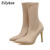 Eilyken Sexy Sock Boots Stretch High Heels for Women Spring Autumn Fashion Ankle Boots Female Shoes