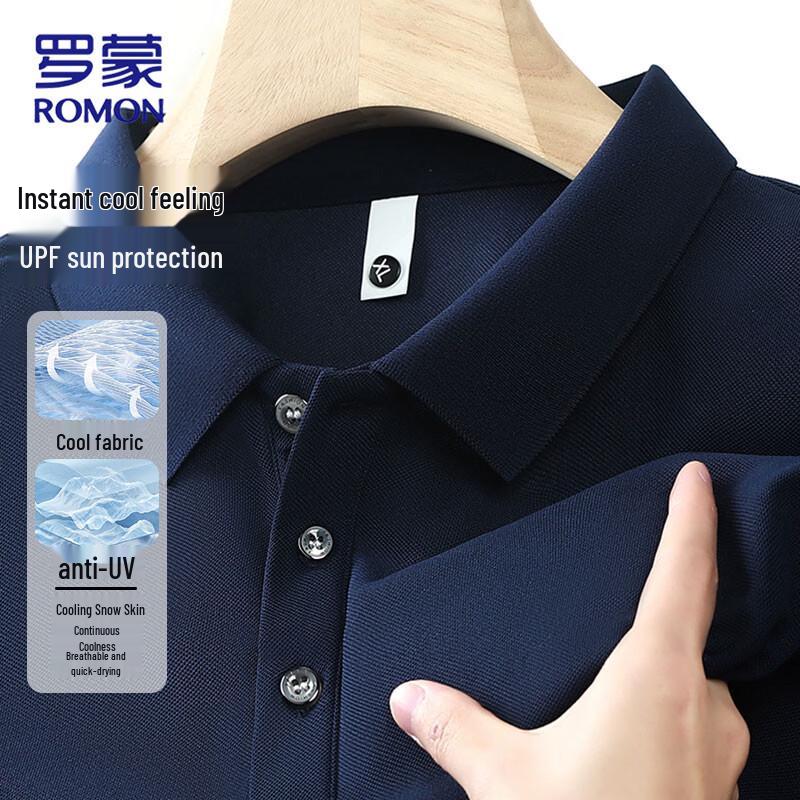 ROMON Men's Ice-Feel Breathable Short-Sleeve Polo Shirt