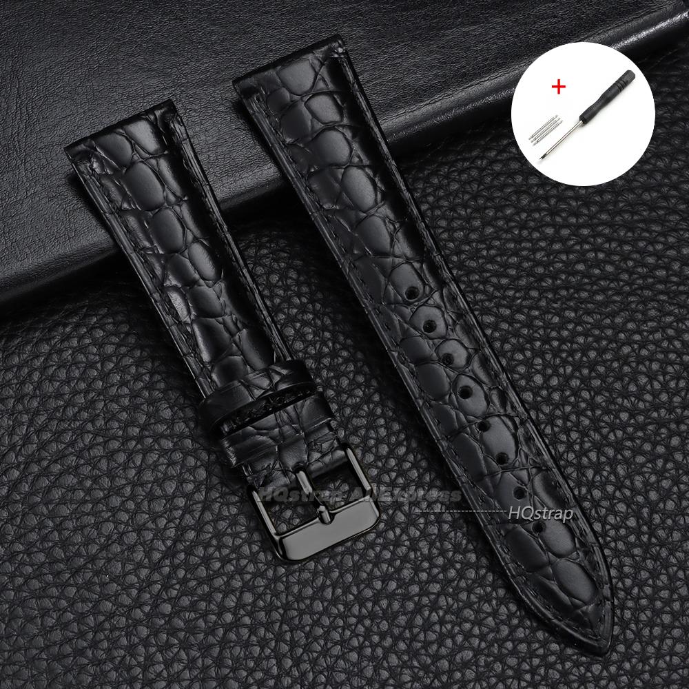 Fashion Leather Watch Strap 18mm 19mm 20mm 21mm 22mm Universal Bracelet for Men Women Business Crocodile Pattern Soft Wristband