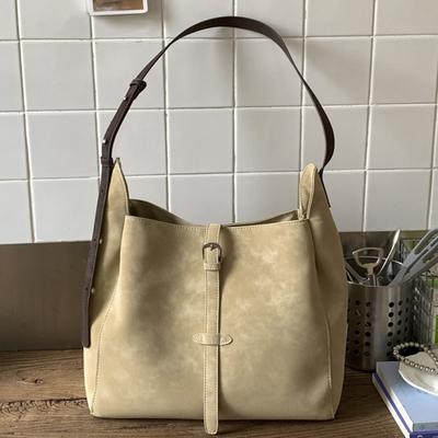 Retro Large-capacity Underarm Bag Women's New Simple Bucket Bag High Value Simple Casual Shoulder Bag Women
