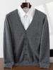 Men's 100% Pure Cashmere V-Neck Cardigan - Soft, Skin-Friendly, Button-Up Knitwear