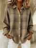 Women's Casual Plaid Long Sleeve Lapel Cardigan
