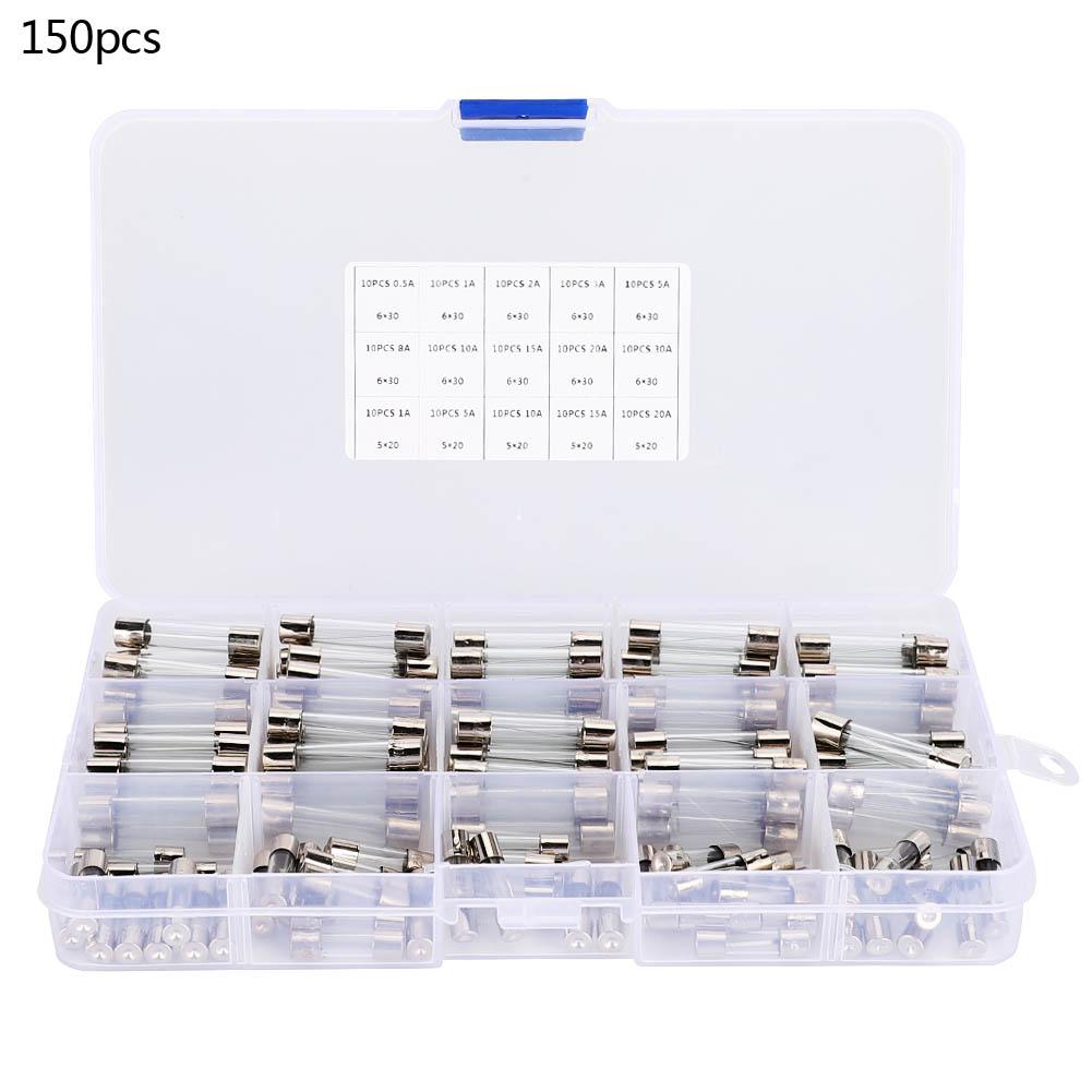 

150pcs Glass Tube Fuse Assortment 6x30mm 0.5A1A2A3A5A8A10A15A20A30A 5x20mm