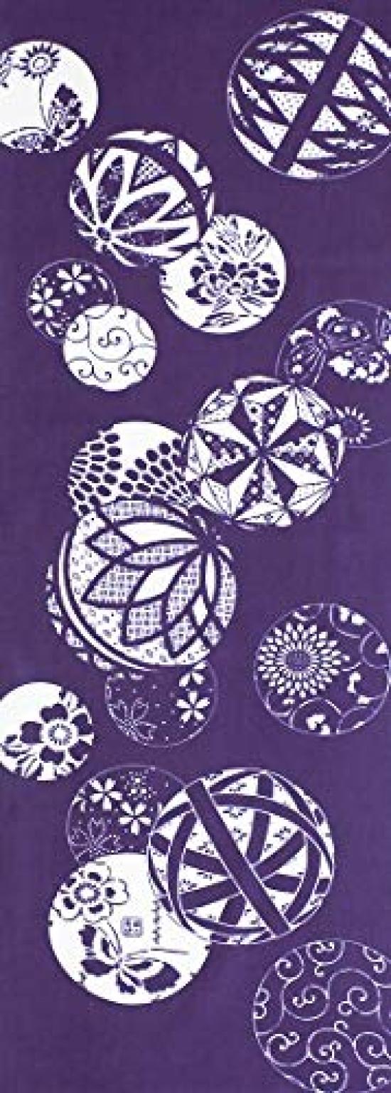 

Anbo Dyeing Hand Towel Katagami Temari in Crimson Authentic Made in 35cm x 100cm Ise (Temari Ball) Gray Dyed, 100% Cotton, Tokuoka, Japan,