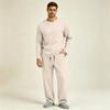 Men's Long Sleeve Pajama Set with Button Fly and Elastic Drawstring Waist for Sleep and
