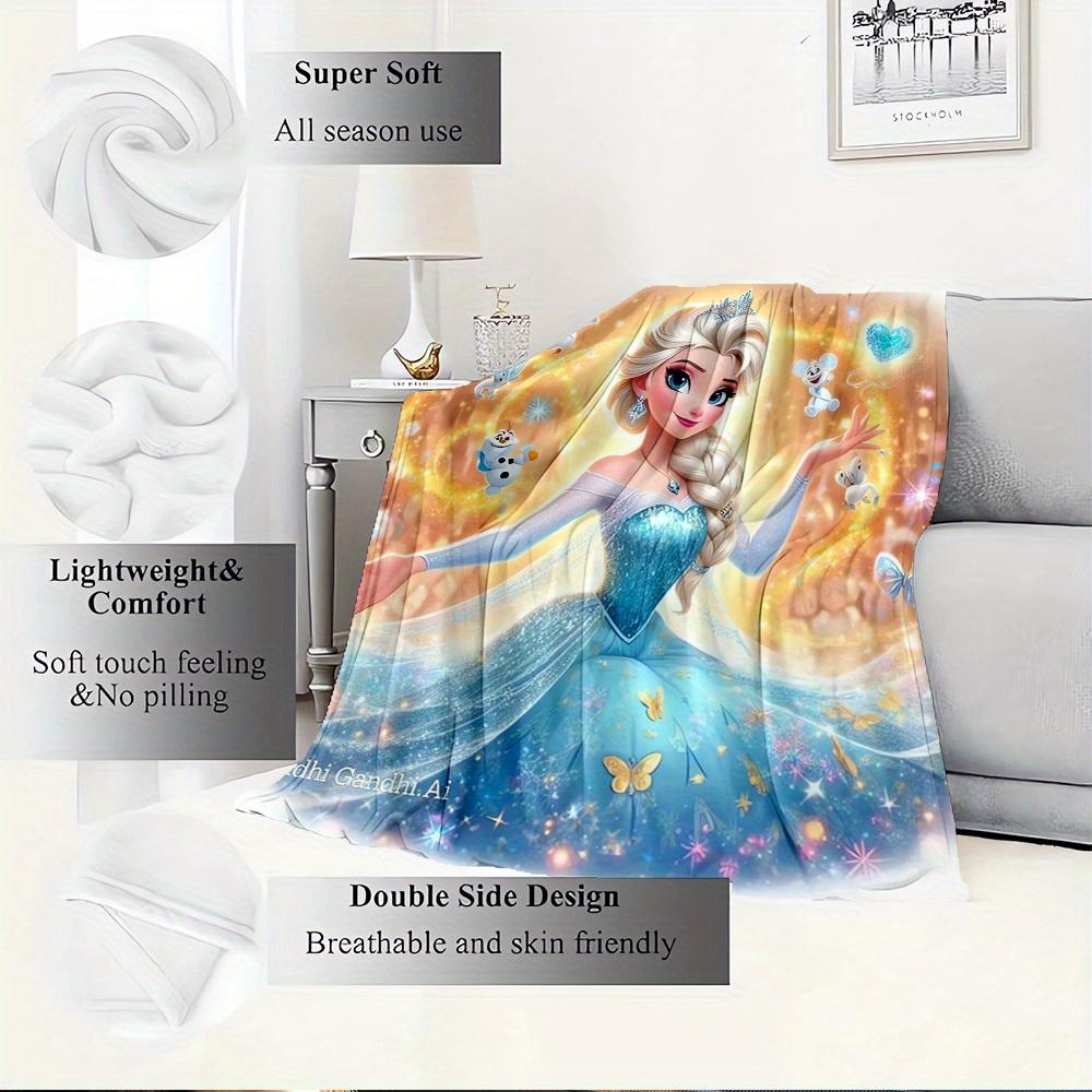 1pc Flannel Frozen Elsa and Anna Snowflake Pattern Bedding Throw Blanket, Sofa Cover, Home Decor, Winter Wonderland Theme