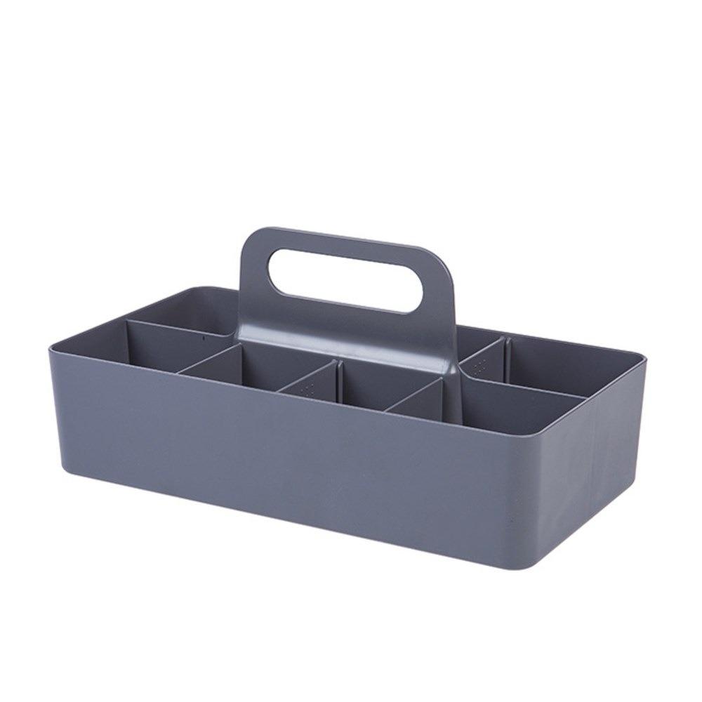 Plastic Handle Sectional Tray Container Segmented Desktop Storage Box Cosmetics серый 1360₽