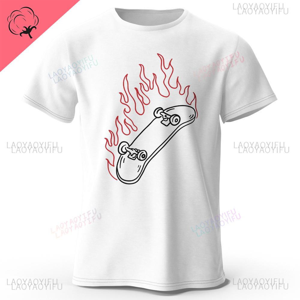 Skateboard Lovers Summer Mens Graphic Casual Oneck TShirt Personalized Cotton Style Tops Tees for Fashion Streetwear Clothes