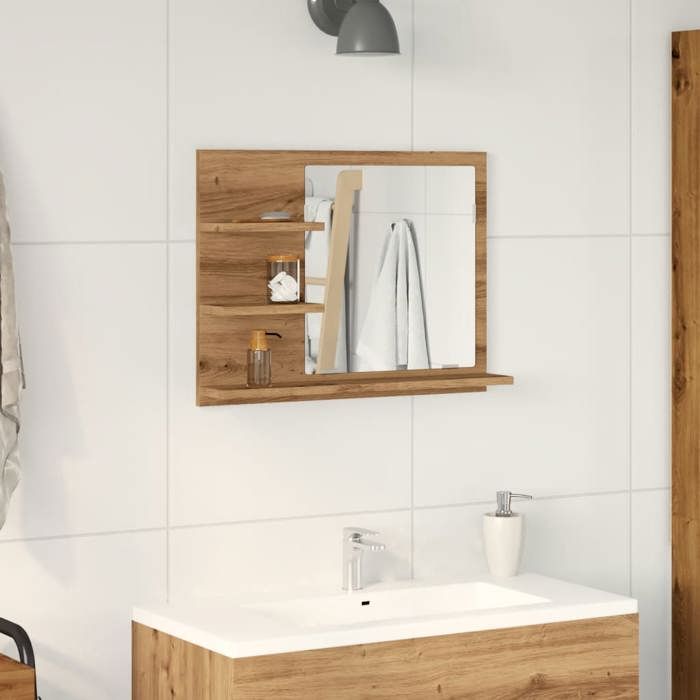 VidaXL Armoire à miroir salle de bain chêne artisanal 60x10,5x45 cm, étagère à miroir, miroir avec étagère, étagère de 856256