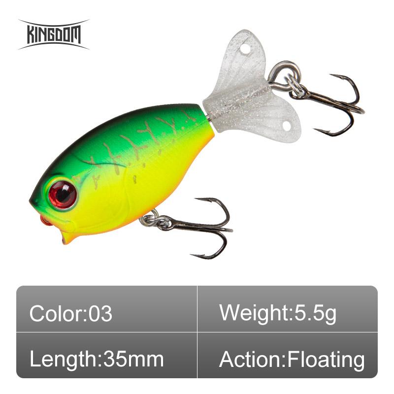 Kingdom GOLDPOP Fishing Lures 35mm 5.5g/9g Floating & Sinking Pencil Popper Hard Bait Soft Rotating Tail Topwater Wobblers Baits