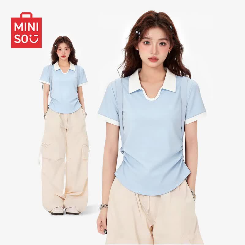 MINISO Women s Slim-Fit Short-Sleeve Polo T-Shirt M