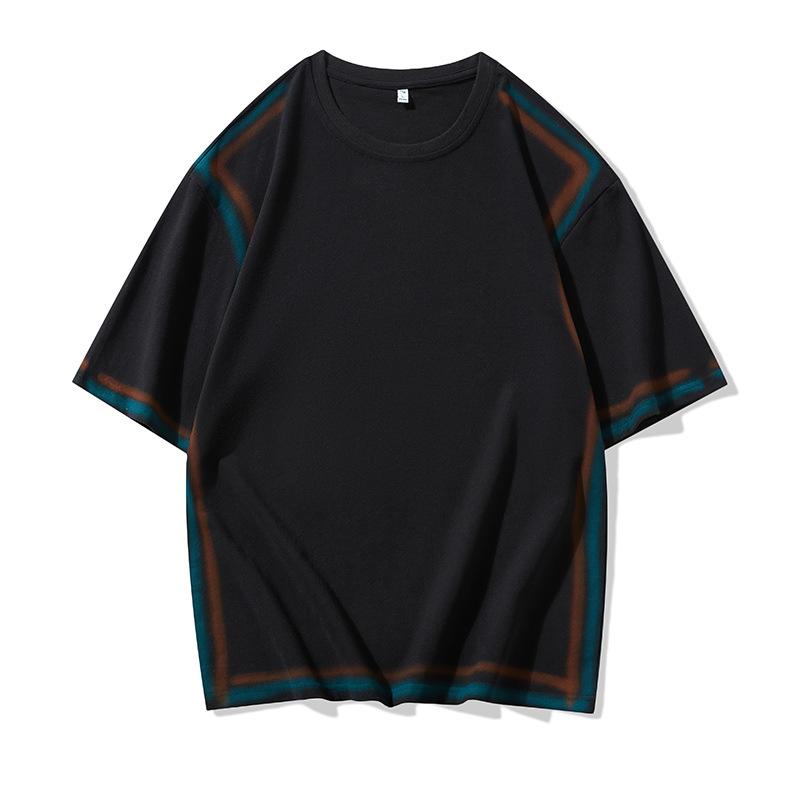 

Весенне-осенняя повседневная футболка, мужская футболка свободного прямого кроя, универсальная, корейская версия, мужская футболка с коротким рукавом S чёрный