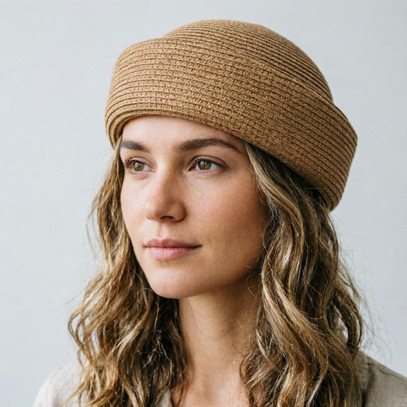 2026 New Summer Woven Paper Straw Berets Japanese Retro Artistic Painter Pillbox Hat Women Circle Concave Top Straw Sun Hats