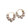 Fashion Simple Luxury Temperament Double Row Pearl Geometric Hoop Earrings