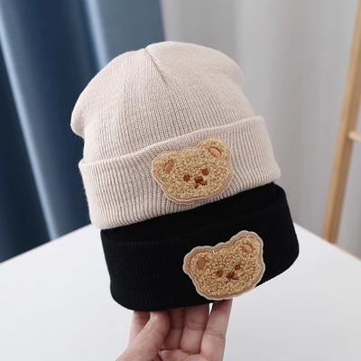 Chapéu coreano de urso de desenho animado para bebê, chapéu quente de inverno de malha para recém-nascidos, meninos e meninas, gorro macio, infantil, chapéu para crianças pequenas