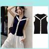 College Style Knit Vest For Women With Ice Silk Fabric Summer Sleeveless Top For Casual Wear