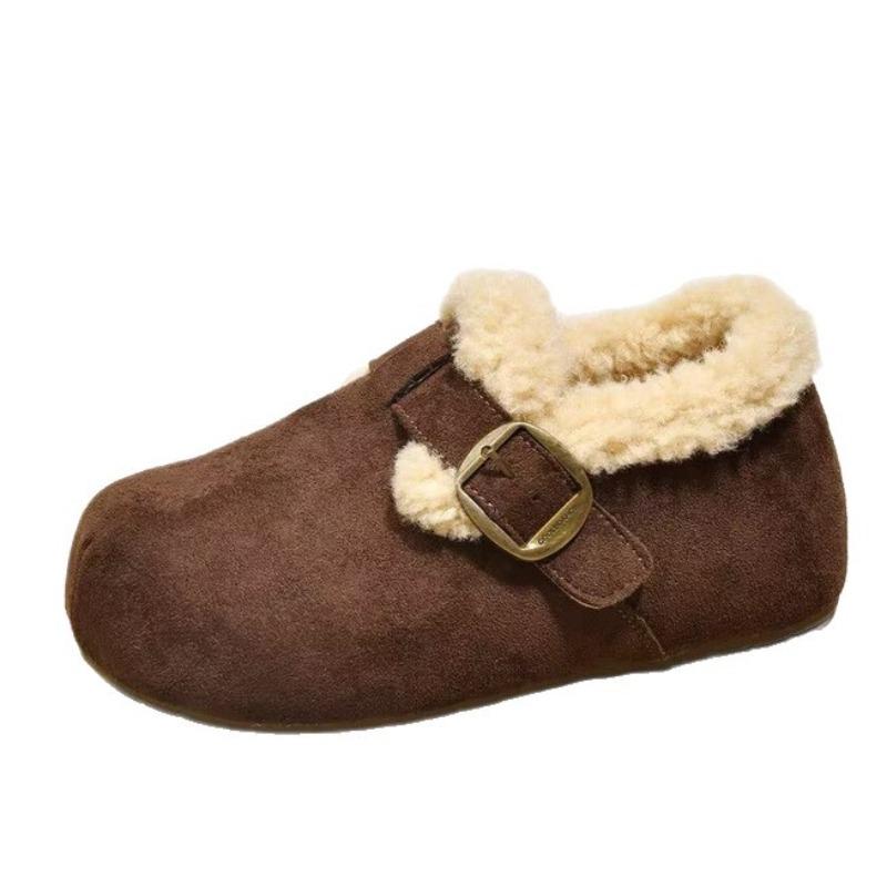 Retro tjocksulade, moderiktiga och mångsidiga fleeceskor, damskor, varma bomullsskor, snökängor