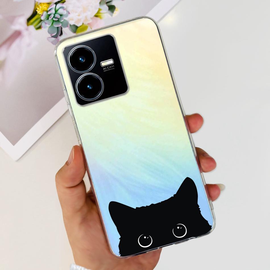 For Vivo Y22s Y22 Case VivoY22 Y 22 22S 4G 2022 V2206 V2207 Elegant Printing Soft Silicone Clear TPU Slim Phone Back Cover