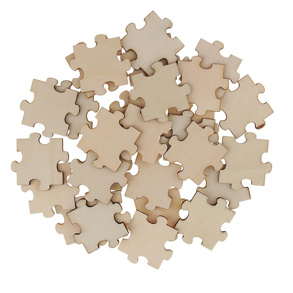 50 Pieces 40 X 40mm Blank Wooden Puzzle Embellishments Unfinished Wood Slices For Wedding