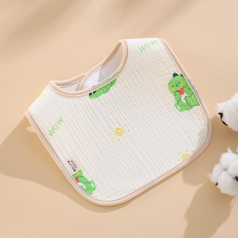 Class A Newborn Baby Saliva Towel Crepe Waterproof Petal Bib Autumn Winter Children Eating Cartoon Cotton Bib