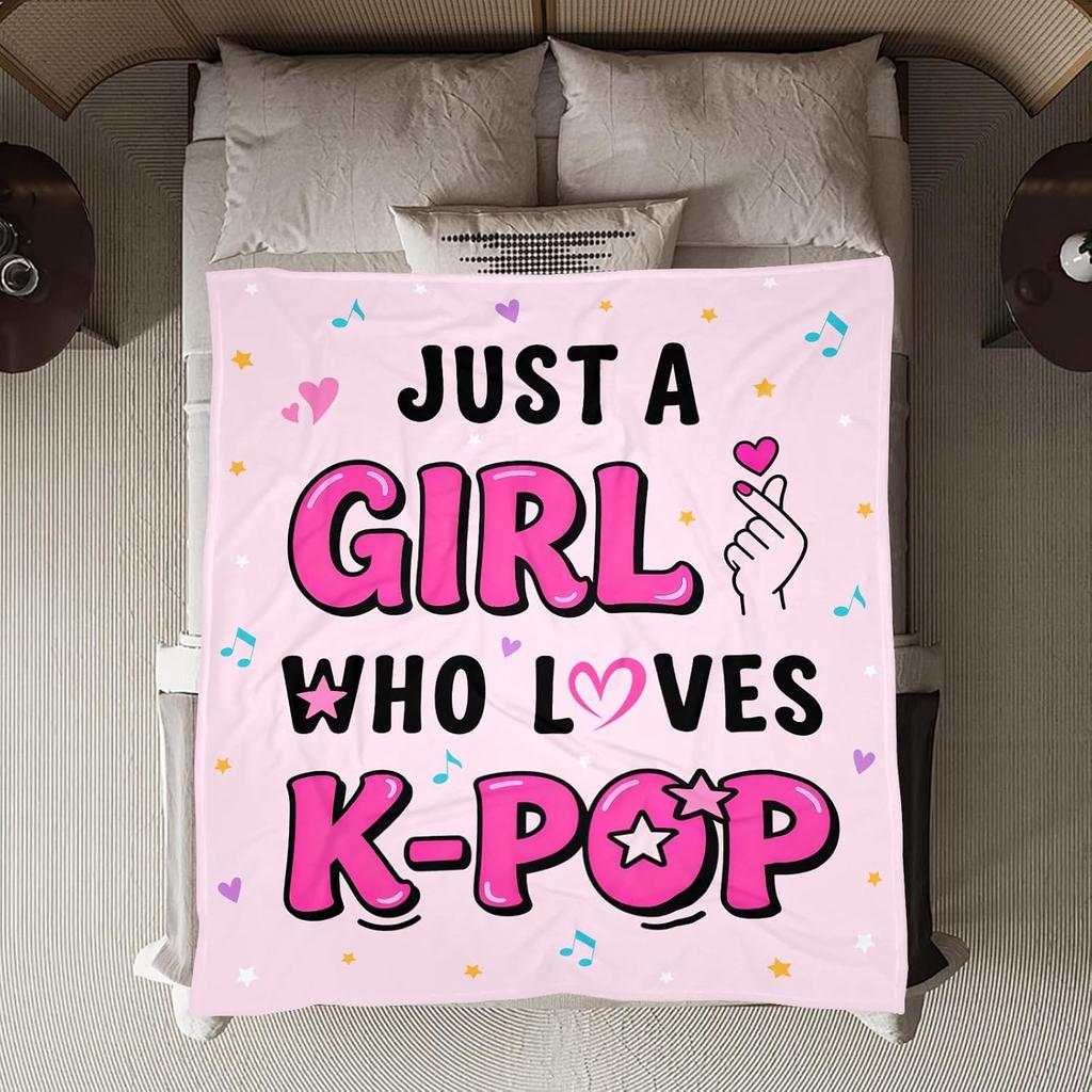 Just A Girl Blanket Flannel Blanket For K-POP LOVERS Soft Perfect Birthday Gift Home Bed Sofa Decor Outdoor Travelling Blanket