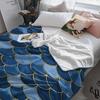 Mermaid scale blanket blue gold fish pattern fantasy design soft throw ocean decor bedroom textile magical home accessory