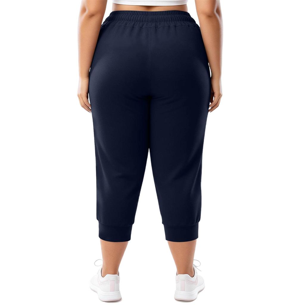 Women's Fashionable Casual Loose-Fit Cuffed 7/8-Length Plus Size Athletic Joggers