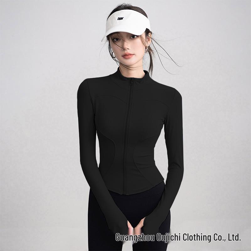 Jachetă de vară sportivă stil coreean pentru femei, protecție solară - Top yoga cu fermoar, croială slim