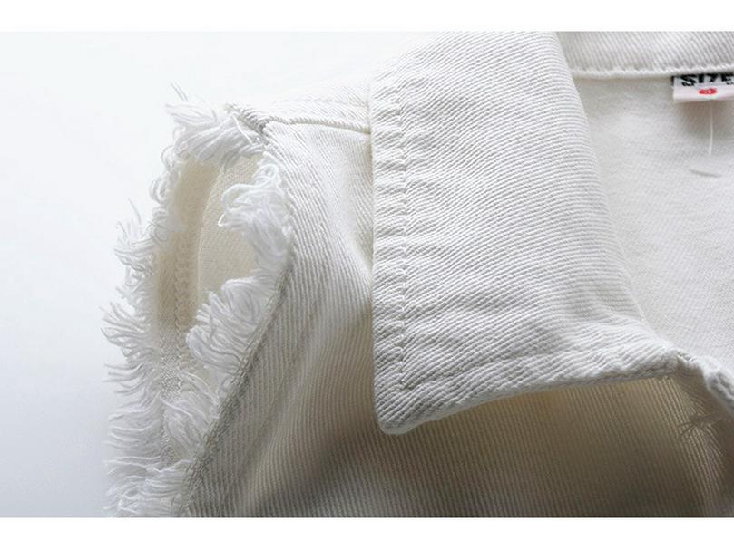 Damen Kurze Ärmellose Slim Denim Weste - Einfarbige Weste Strickjacke