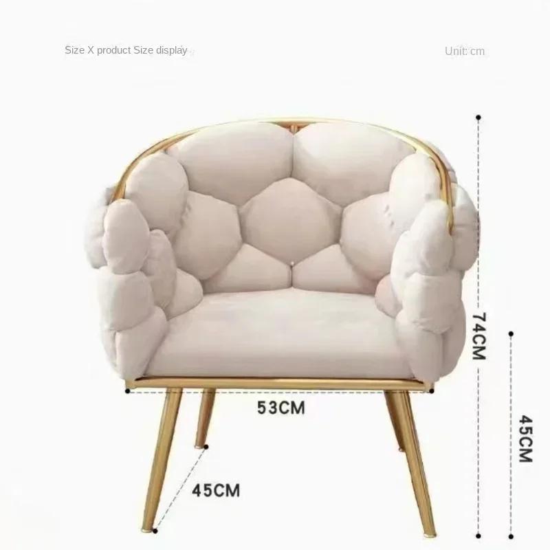 Metal Vanity Chair Sturdy Dining Seat Comfortable Backrest Princess Chair Soft Manicure Chair Suitable for Beauty Salon Bedroom