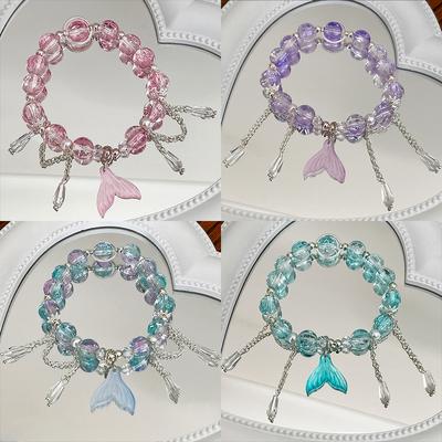 Modisches Armband mit Perlenfransen, Damen, Nischendesign, Fischschwanz-Armband, Geschenk für Freundin