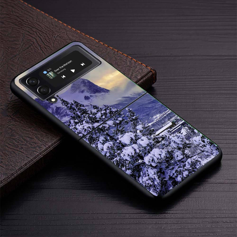 

Landscape Winter Light Snow Phone Case For Samsung Galaxy Z Flip3 Flip4 Flip5 Flip6 Flip7 For Z Flip 7 6 5 4 3 5G Hard Folding C Samsung Z Flip 4