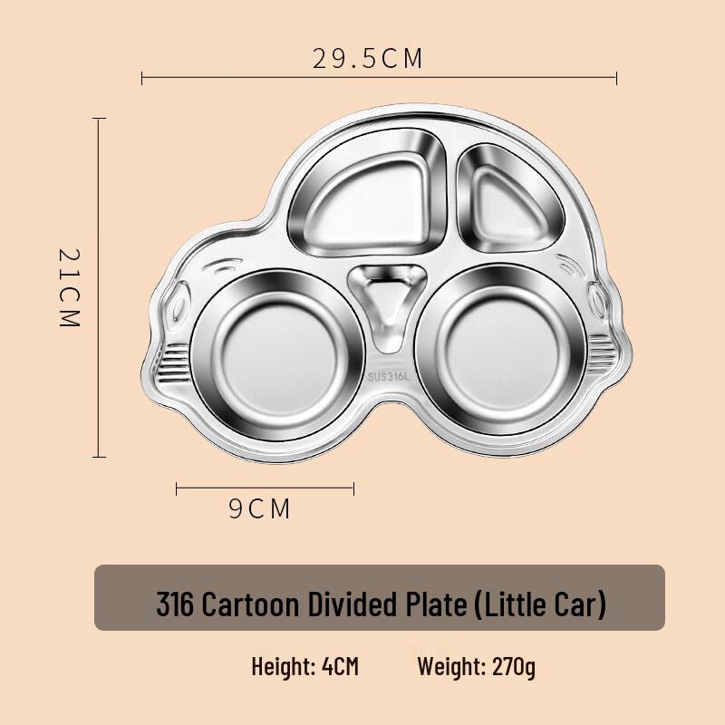 ZISIZ 316 Stainless Steel Divided Kids Plate