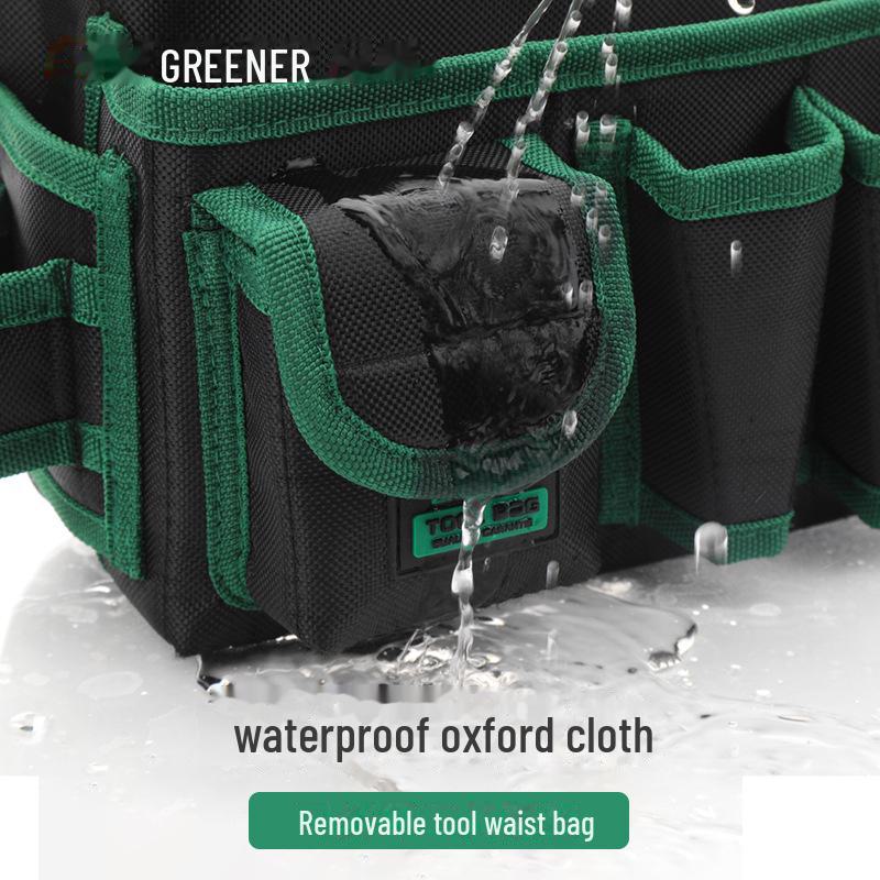 Riñonera de Herramientas Bosque Verde: Cinturón de Electricista Duradero, Impermeable y Multifuncional con Almacenamiento Resistente al Desgaste