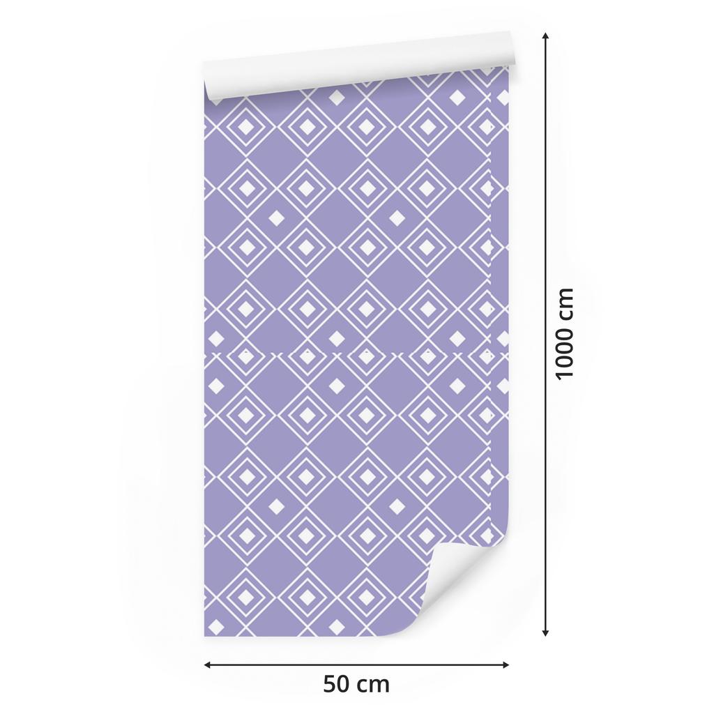 Wallpaper Geometric Pattern Blue and White for Living Room and Bedroom 50x1000