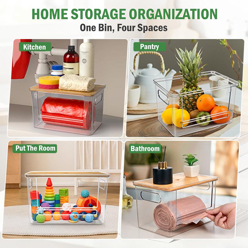 Müllbeutelspender, Stapelbar mit Bambusdeckel – Extra großer Müllbeutelhalter & Unterspülbecken-Organizer für die Küche