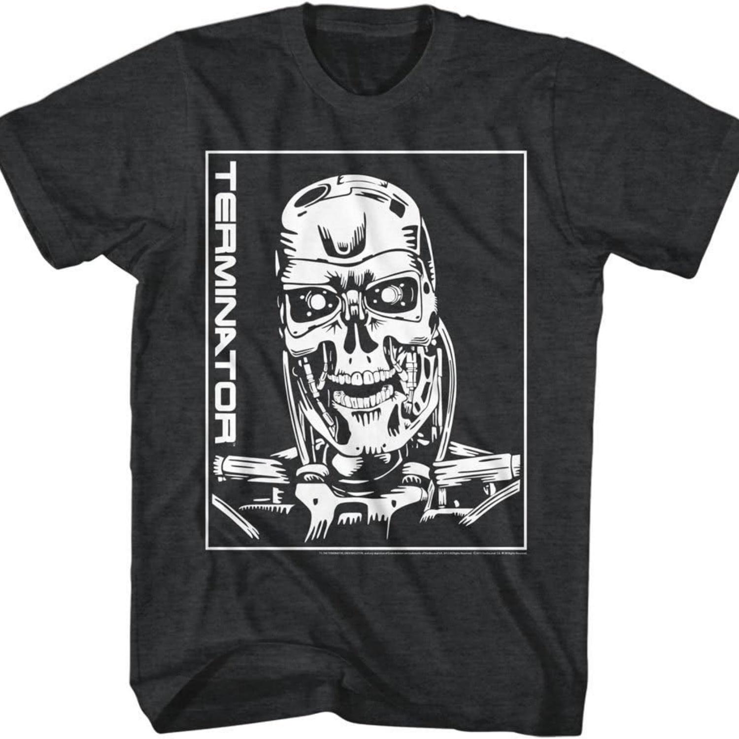 

American Classics Men s Terminator Machine Skull Slim Fit T-Shirt XXXXX-Large Black Heather XXXXXL чёрный