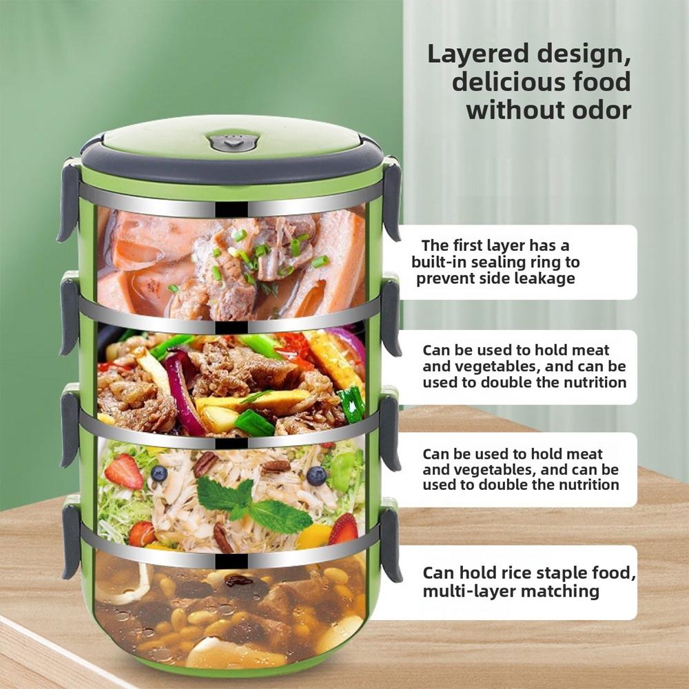D5 3-warstwowy pojemnik na lunch do układania w stosy, ze stali nierdzewnej, hermetyczny, izolowany pojemnik do przechowywania żywności, szczelny, z uchwytem, przenośny pojemnik na lunch dla dzieci