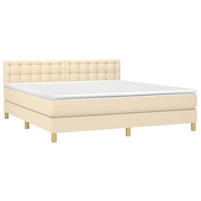 Maison Exclusive - Bed Slat Base with Cream Mattress 160x200 Cm Fabric
