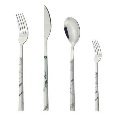 4/16pcs Dinnerware Sliver Stainless Steel Set Knife Fork Spoon Marble Texture Home Kitchen Flatware Silverware Tableware Set