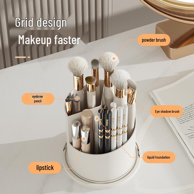 Rotating Makeup Brush Holder & Cosmetic Organizer Box