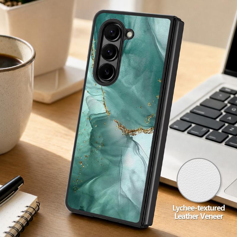Watercolor Marble Case For Samsung Galaxy Z Fold 8 Ultra 7 6 5 Fold8 Fold7 Fold6 Luxury Leather Skin Hard Folding Phone Cover