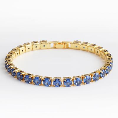 Luxusní nastavitelné tenisové náramky pro dívky Vánoční dárek 5mm Duhový modrý zirkon 18k zlatá barva Dámský náramek Šperky