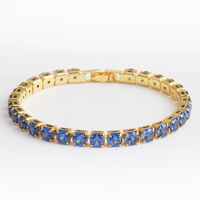 18K Gold Plated baguette Cubic Zirconia Bracelet For Women Men Luxury Jewelry Rainbow CZ Tennis Gorgeous Trendy Bangle Girl Gift