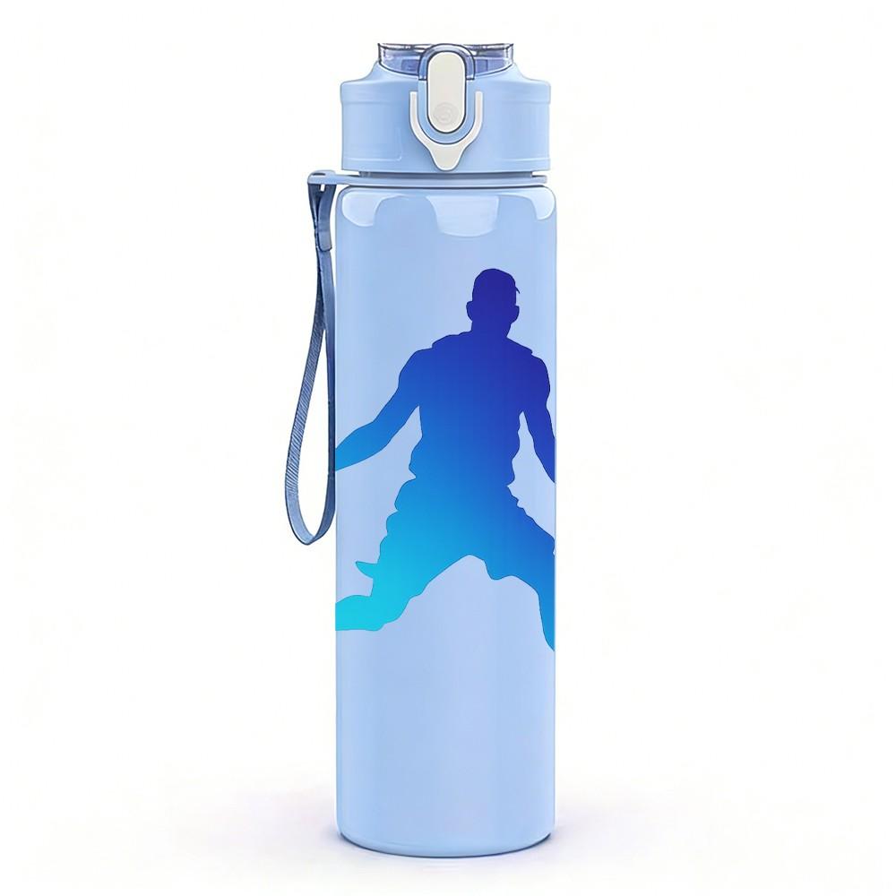 1PC Basketball Player Athlete Silhouette Print 750ml Color Plastic Sports Water Bottle Leakproof Flip Straw Lid Suitable for Sports Office Home Use