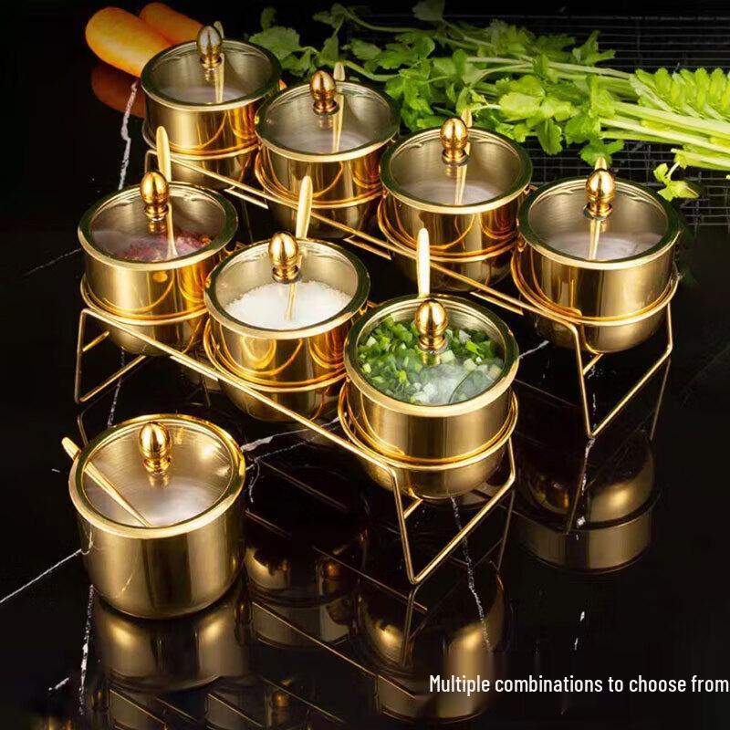 304 Stainless Steel Seasoning Jar Set with Glass Lids